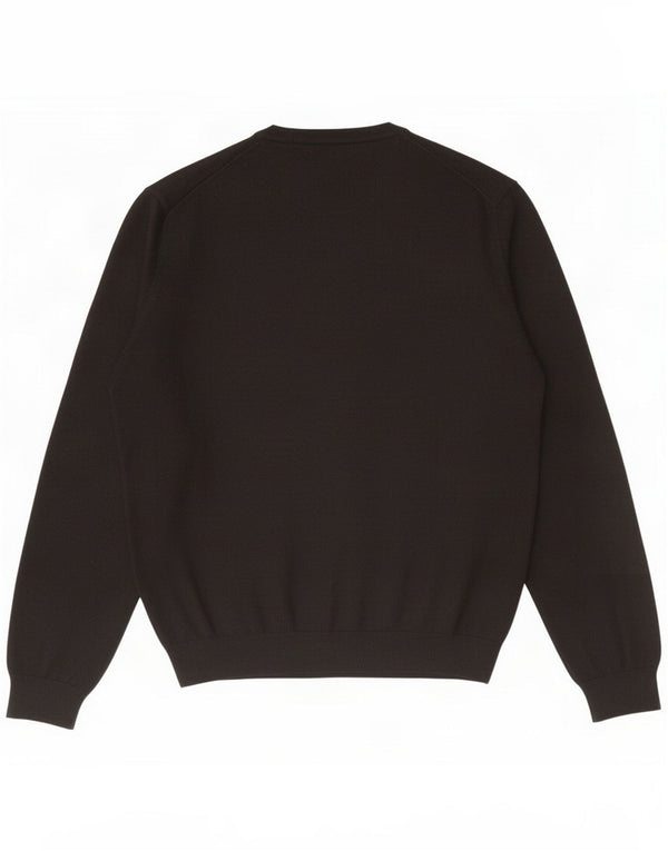 Massimo Dutti Mens V-Neck Jumper Sweater Large Black Cashmere