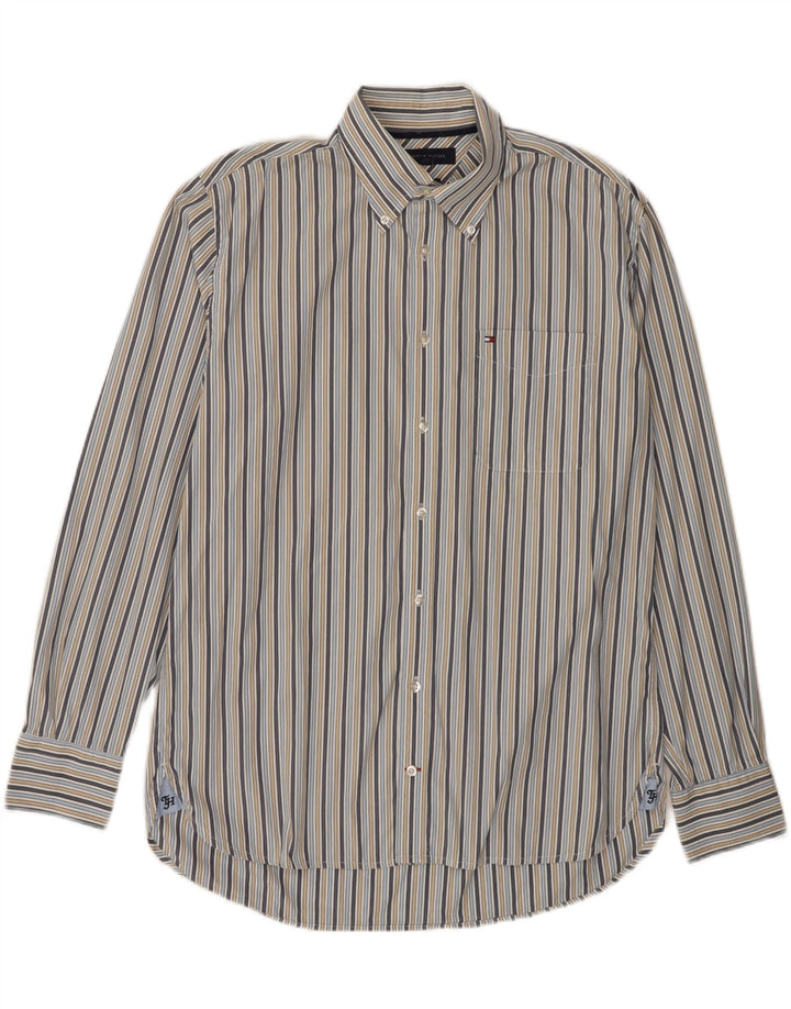 TOMMY HILFIGER Camisa de hombre grande de algodón a rayas multicolor