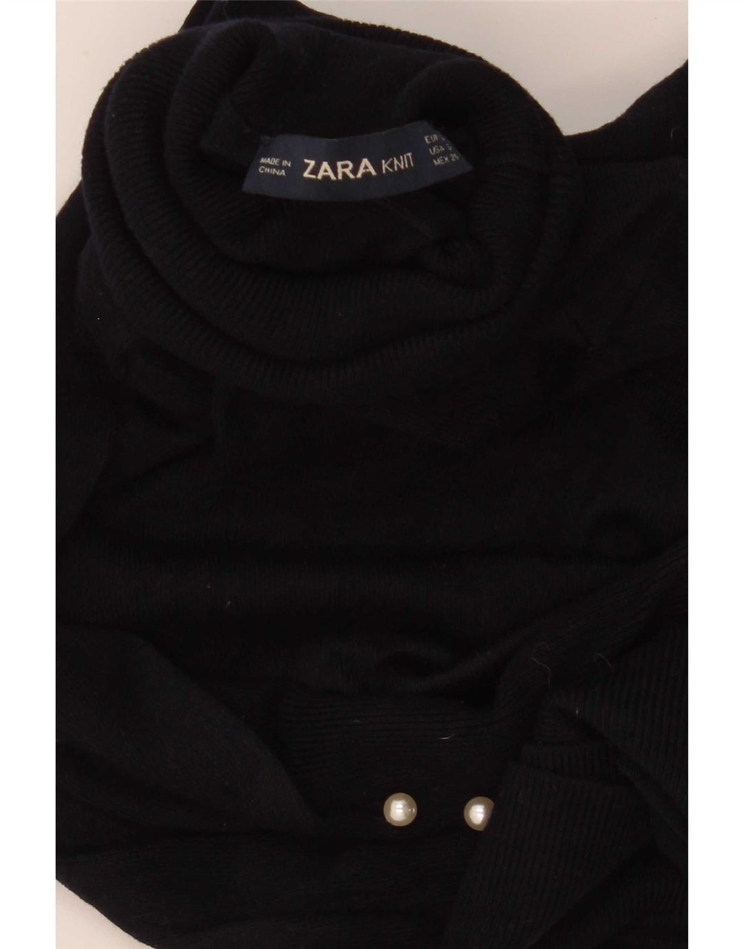 Zara Mujer Roll Neck Jumper Sweater UK 8 Small Azul Marino