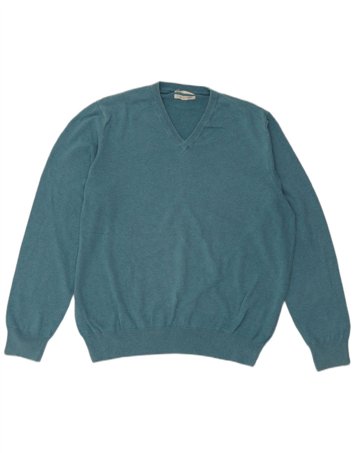 Marks & Spencer Jersey con cuello en V para hombre XL Algodón azul