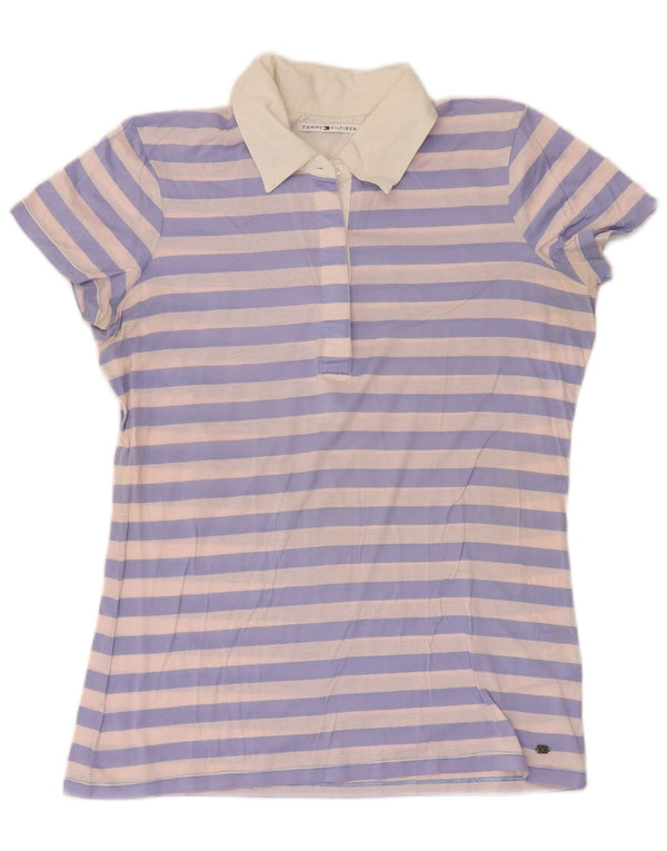 Tommy Hilfiger Polo para mujer UK 12 Algodón a rayas morado mediano