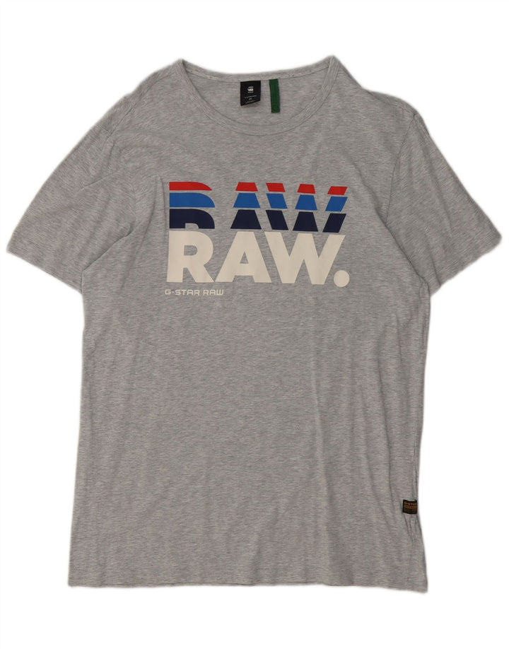 G-STAR Camiseta gráfica para hombre Top de algodón moteado en gris medio