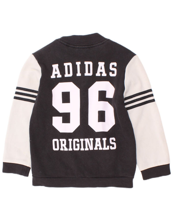 Adidas - Chaqueta de chándal con estampado gráfico para niños, 4-5 años, algodón negro con bloques de color