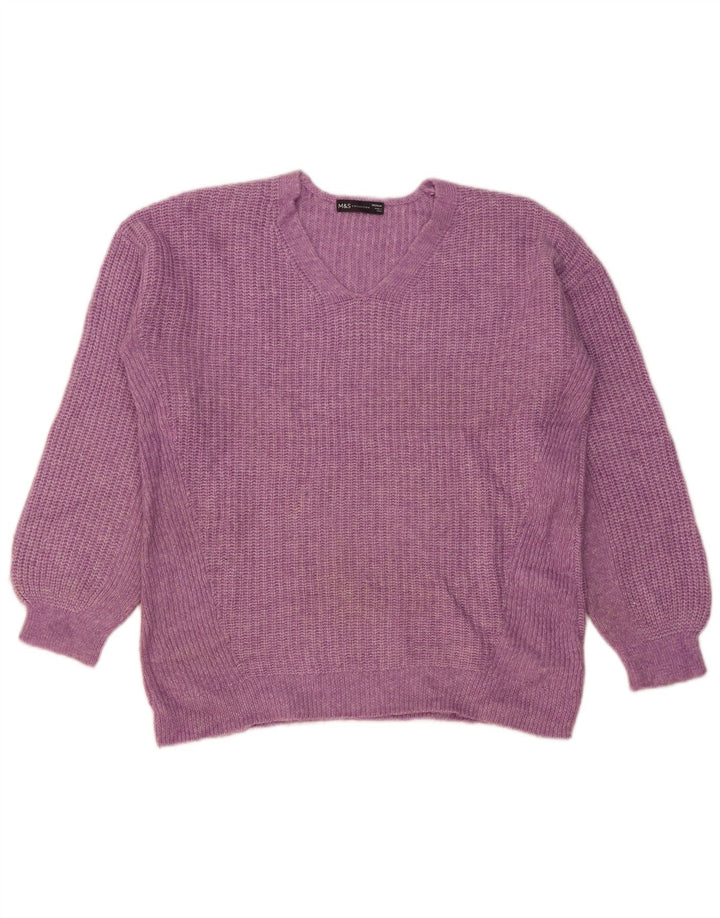 Marks & Spencer Suéter extragrande con cuello en V para mujer UK 44 Medio Púrpura