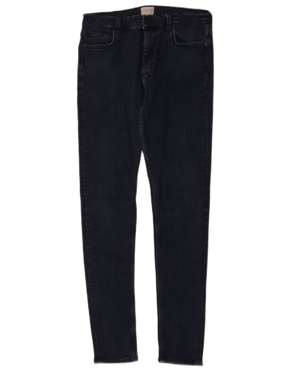 French Connection Vaqueros pitillo para mujer UK 12 Medium W30 L30 Azul marino Algodón