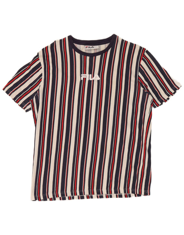 Fila Camiseta gráfica para hombre Top IT 52 Large Algodón a rayas azul marino