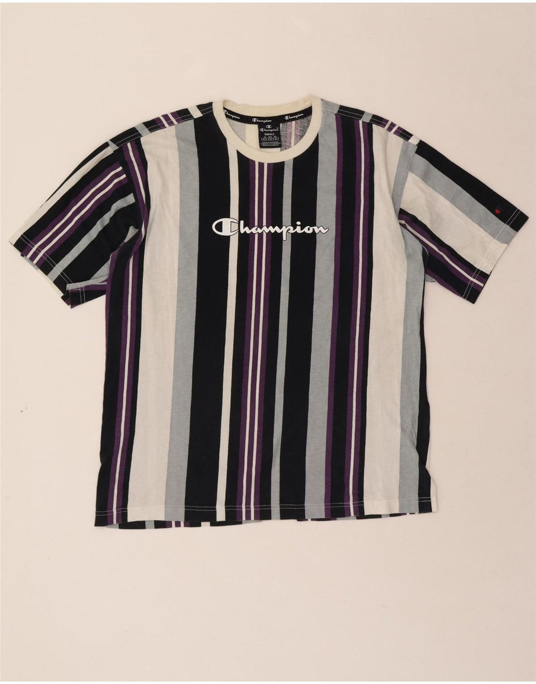 CHAMPION Mens Graphic T-Shirt Top Small Multicoloured Striped Vintage Champion and Second-Hand Champion from Messina Hembry 