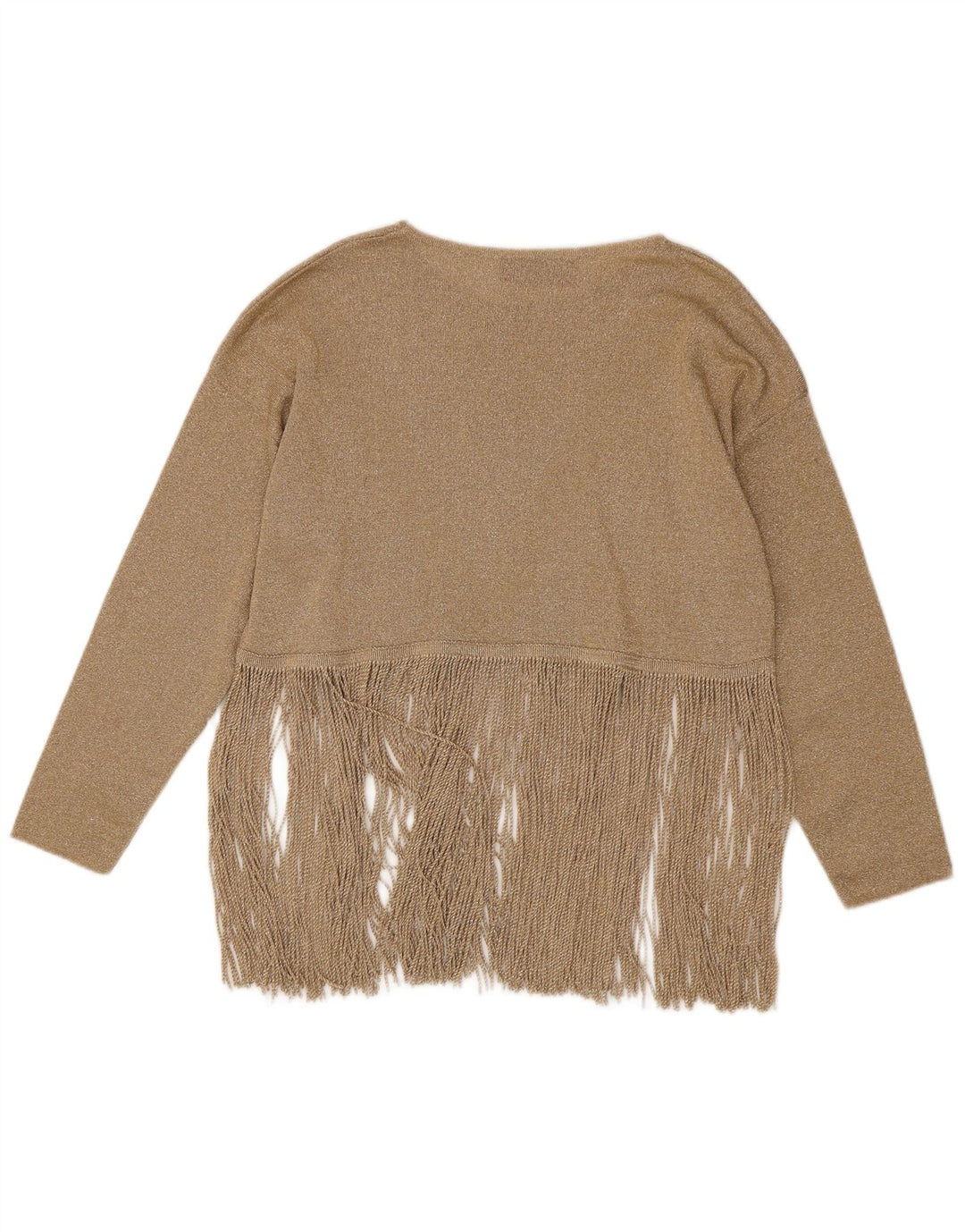 Stefanel Top extragrande para mujer de manga larga UK 44 Medium Gold Cupro