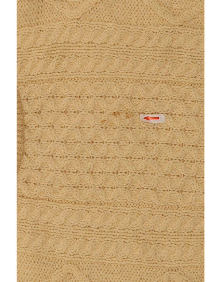 arancrafts Jersey de cuello redondo para hombre de lana beige medio
