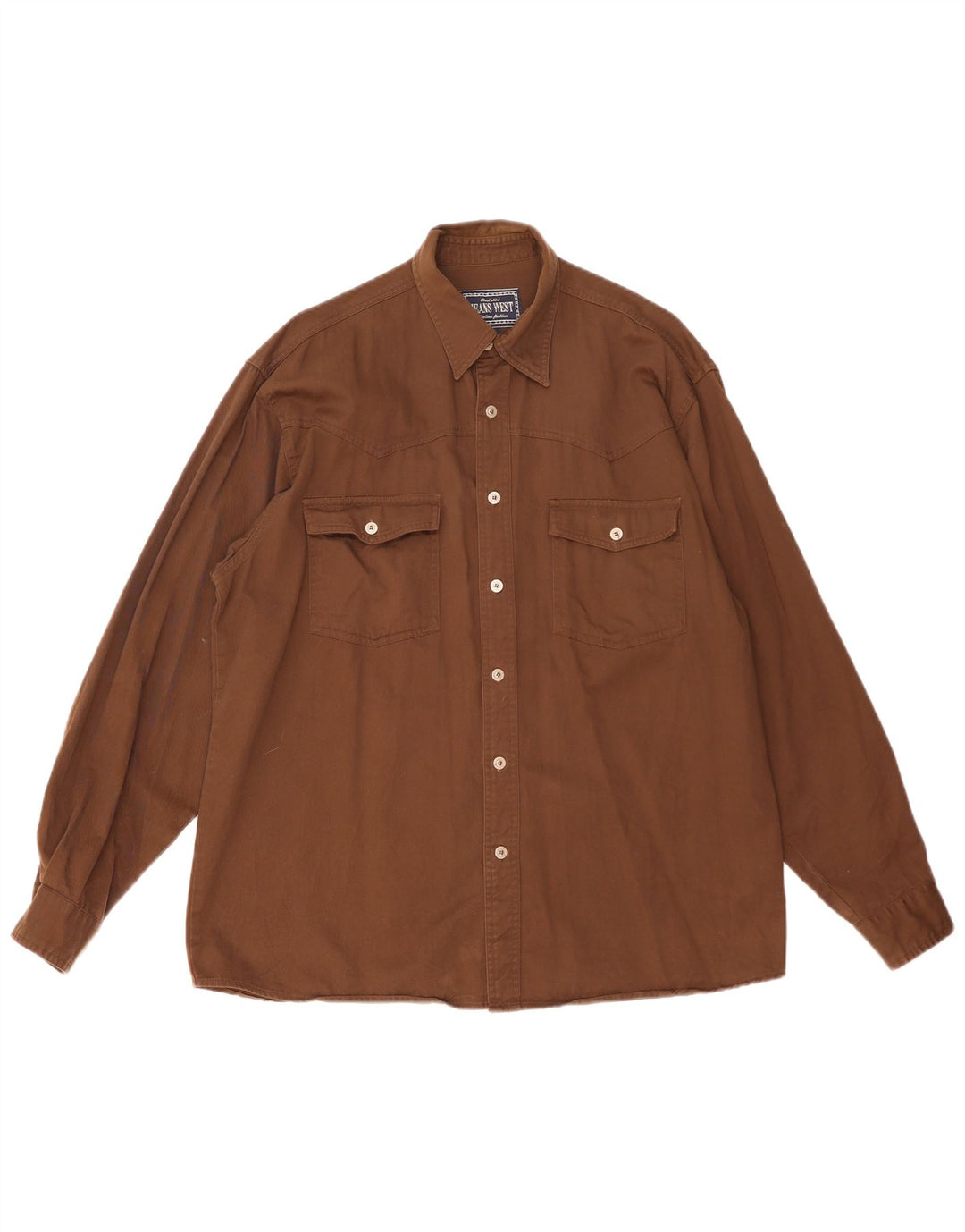 Camisa vintage para hombre de algodón marrón grande