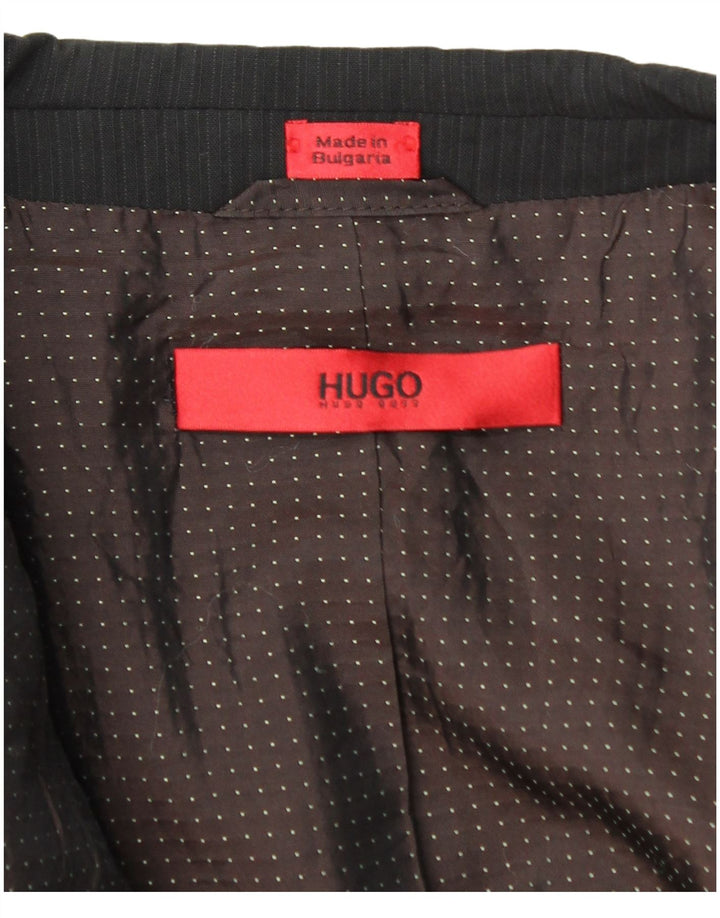 Hugo Boss Chaqueta tipo blazer de 2 botones para hombre UK 44 2XL Lana negra a rayas