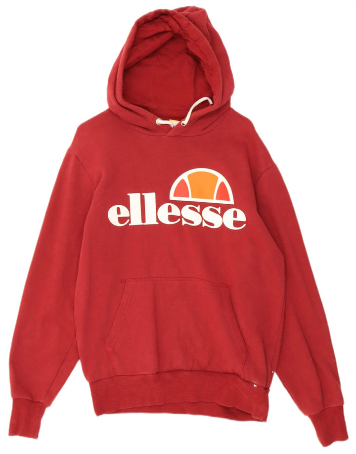 Ellesse Hombre Sudadera Con Capucha Gráfica Jersey De Algodón Rojo Medio