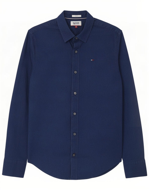 Tommy Hilfiger Camisa Slim Fit para Hombre Algodón Azul Marino Pequeño