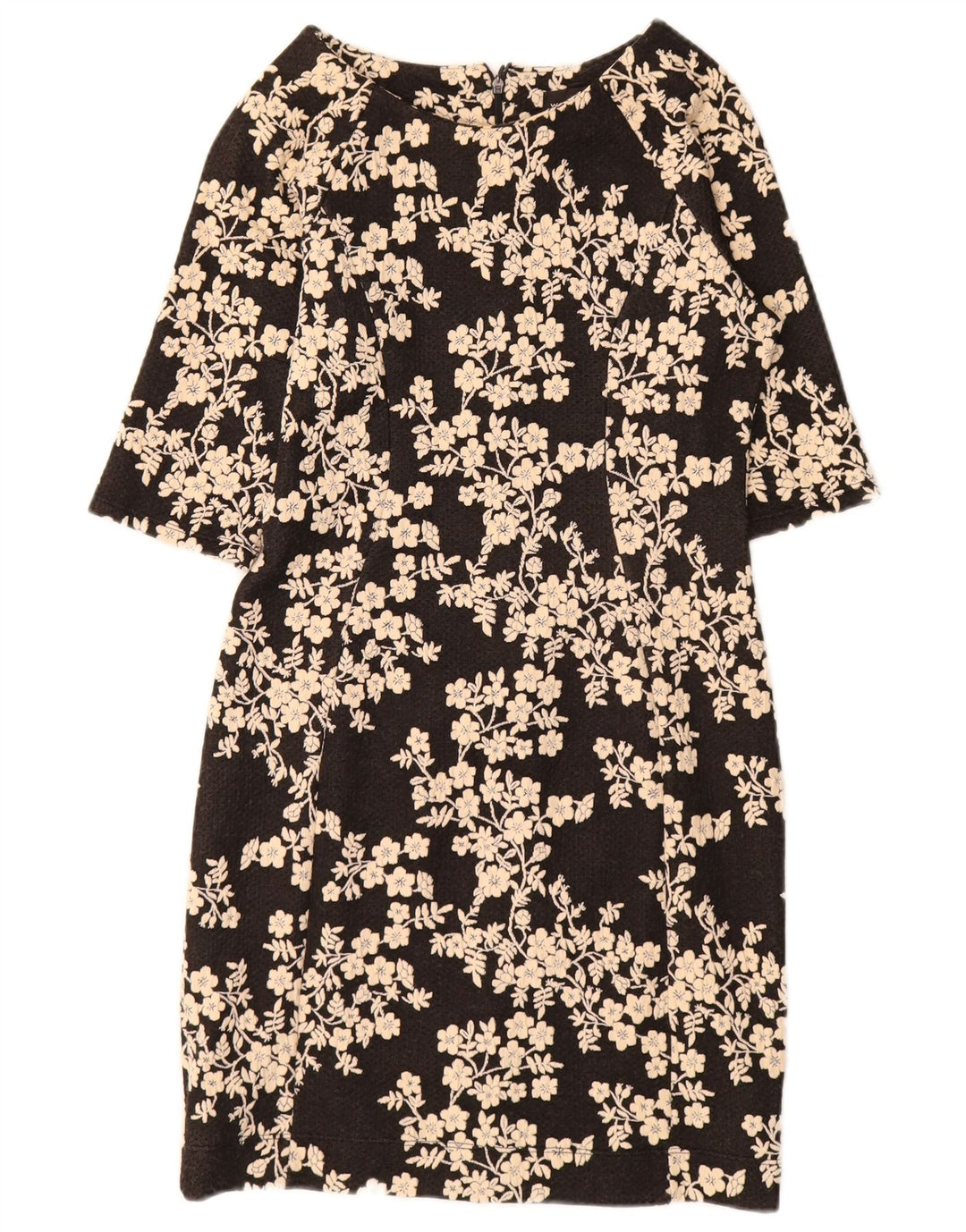 WAREHOUSE Vestido tubo de manga 3/4 para mujer UK 42 Algodón floral negro mediano