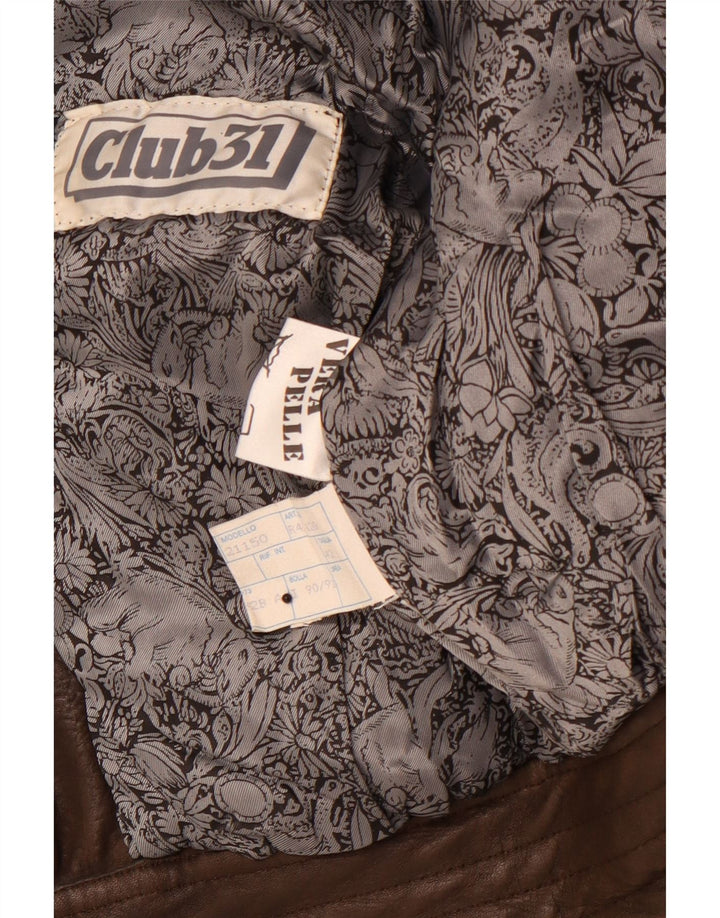 VINTAGE Chaqueta de cuero corta para mujer IT 42 Cuero marrón medio