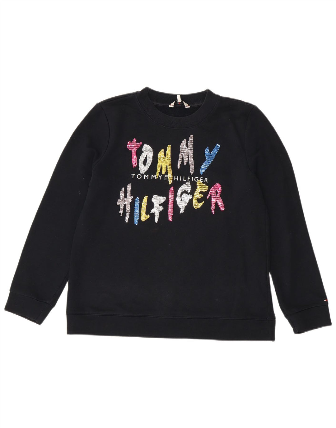 Tommy Hilfiger Sudadera gráfica para mujer Jumper UK 14 Medium Azul marino