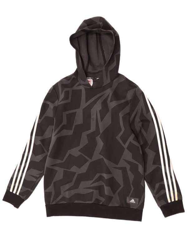 Adidas - Sudadera con capucha para niño (15-16 años), color negro, algodón geométrico