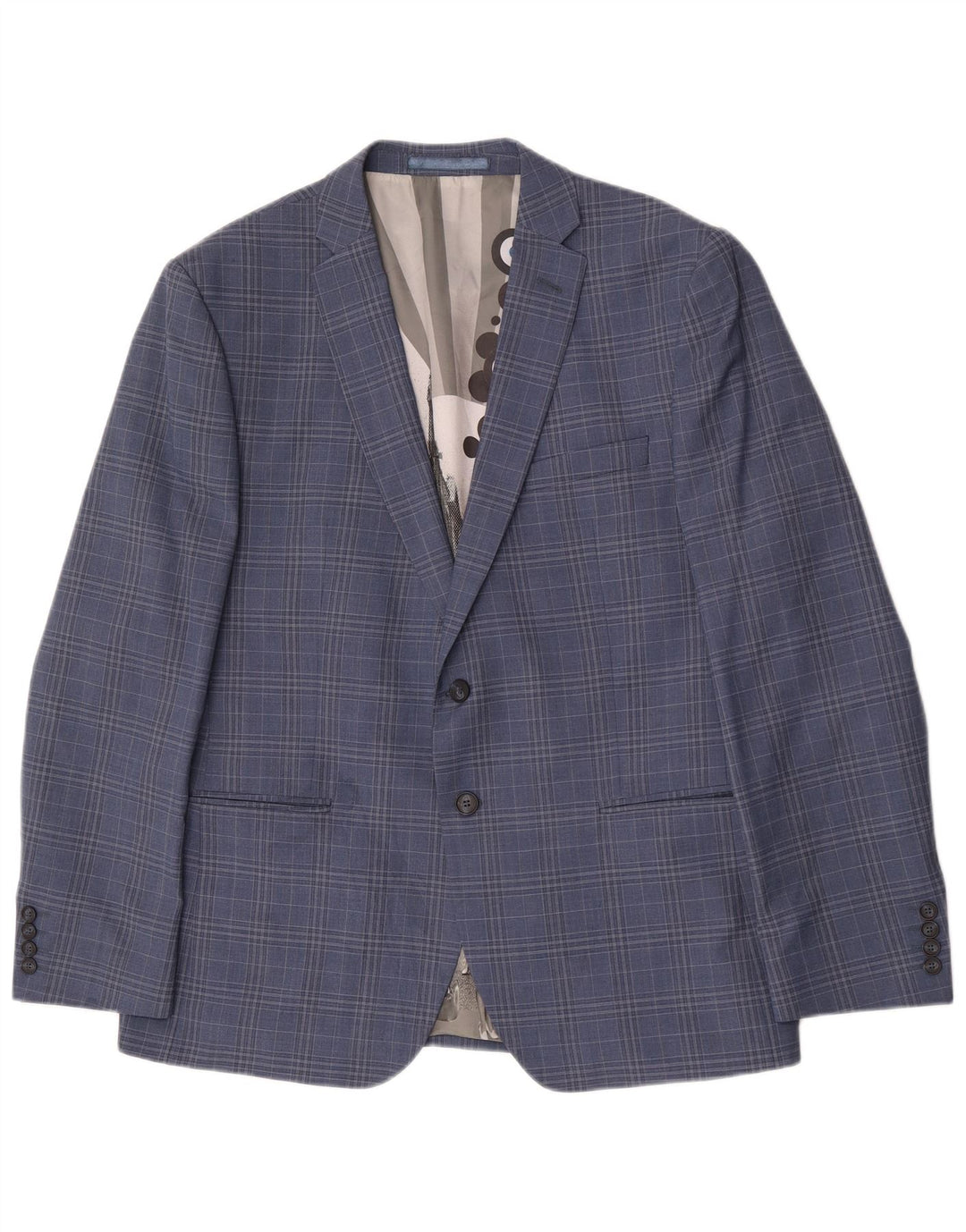 Ben Sherman Chaqueta tipo blazer de 2 botones para hombre UK 44 2XL Lana a cuadros azul