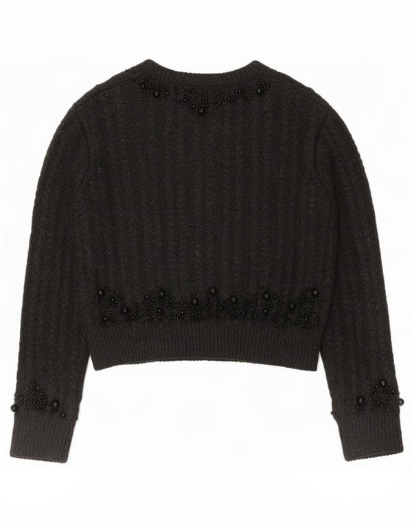 Zara Mujer Crop Boat Neck Jumper Sweater UK 44 Acrílico Gris Medio
