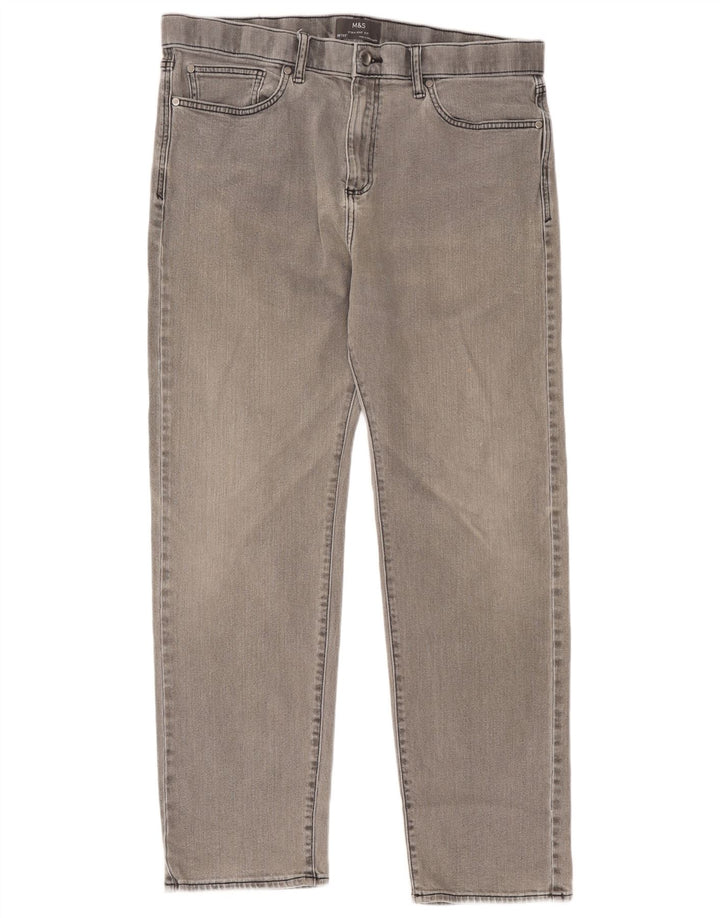 Marks & Spencer Vaqueros rectos para hombre W36 L33 Algodón gris
