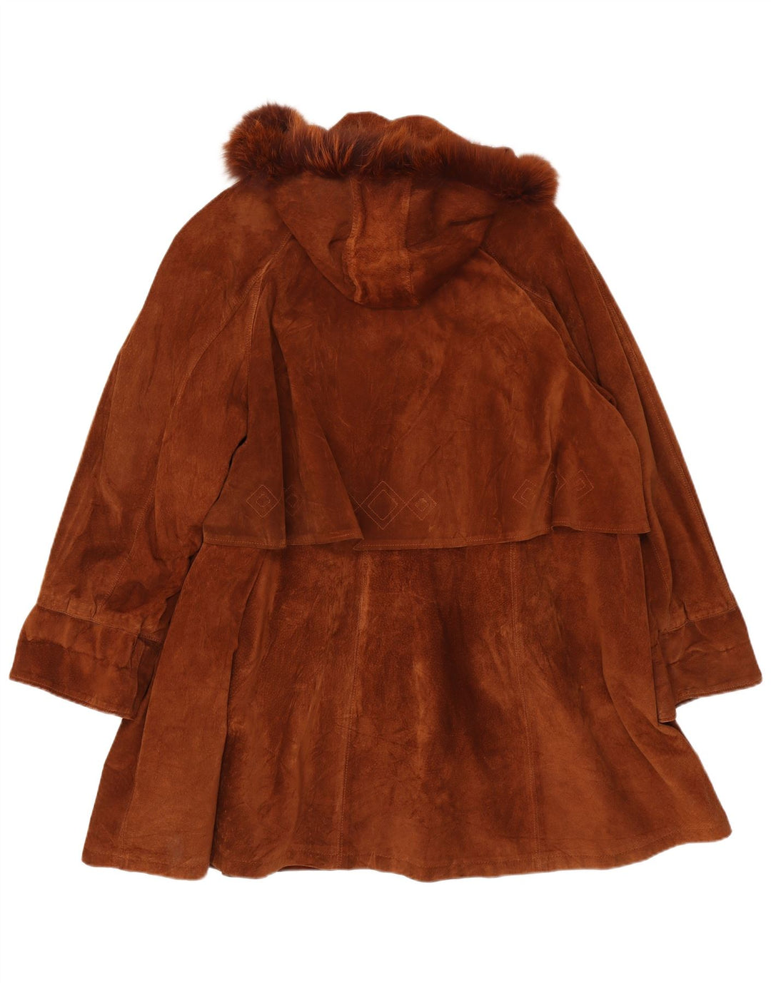 Vintage mujer oversize con capucha ante abrigo IT 44 cuero marrón medio