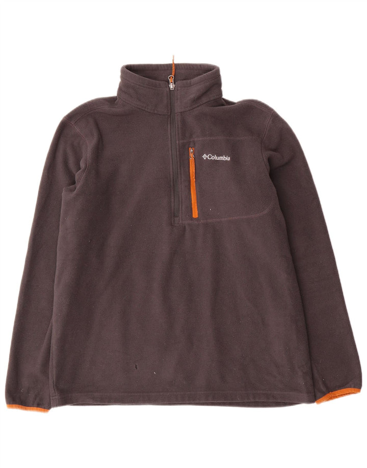 Columbia - Jersey de forro polar con cuello y cremallera para hombre, poliéster gris grande