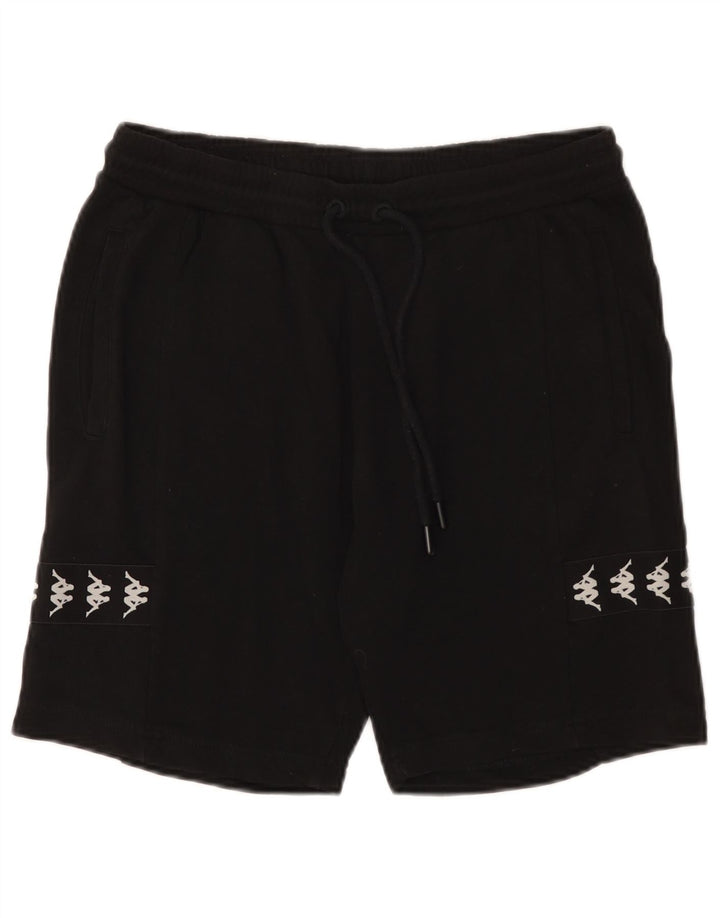 Kappa Mens Graphic Sport Shorts Pequeño Algodón Negro