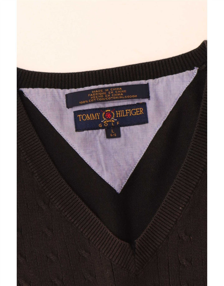 Tommy Hilfiger - Camiseta sin mangas para hombre, talla grande, algodón negro
