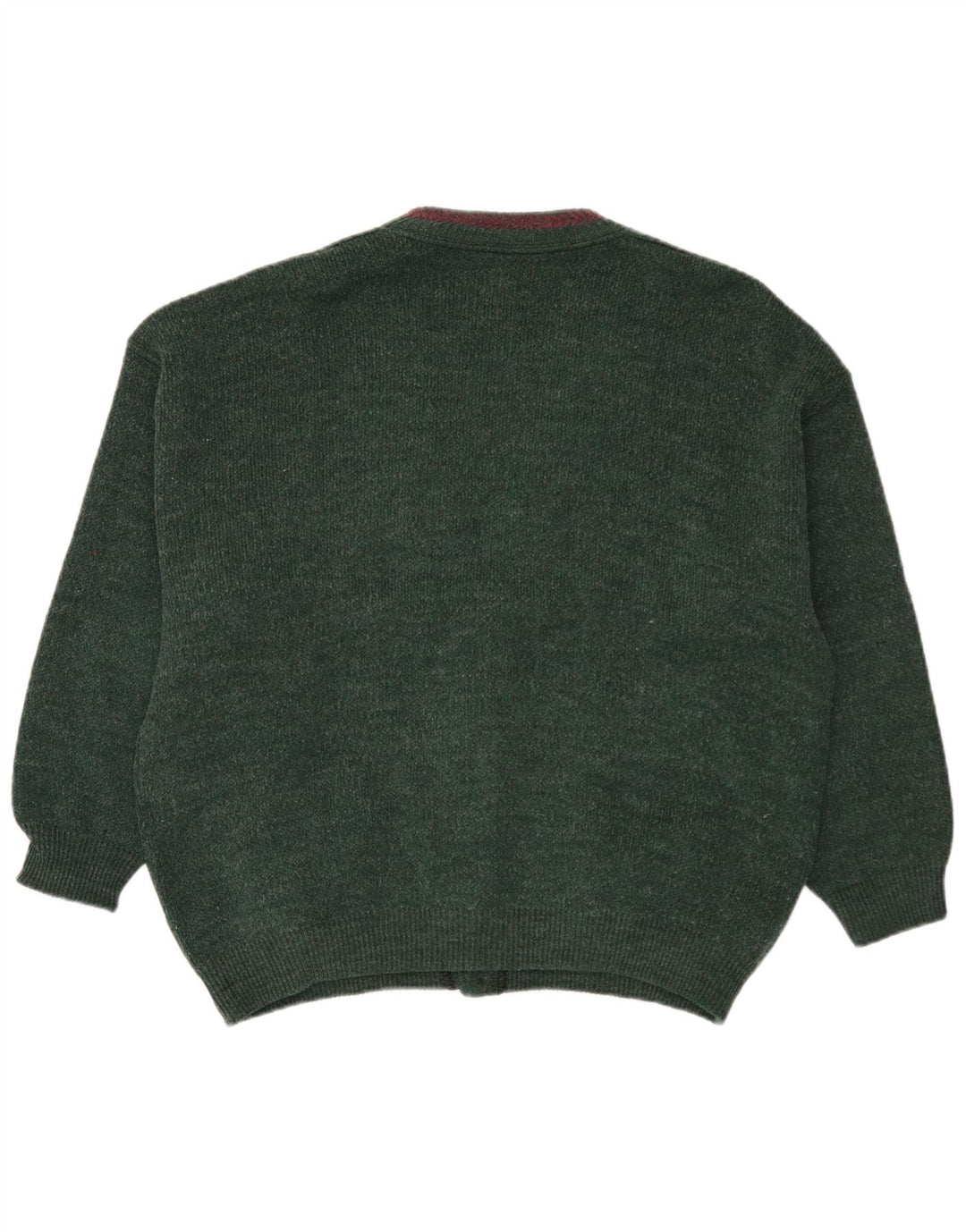 Vintage hombres Cardigan suéter XL lana verde