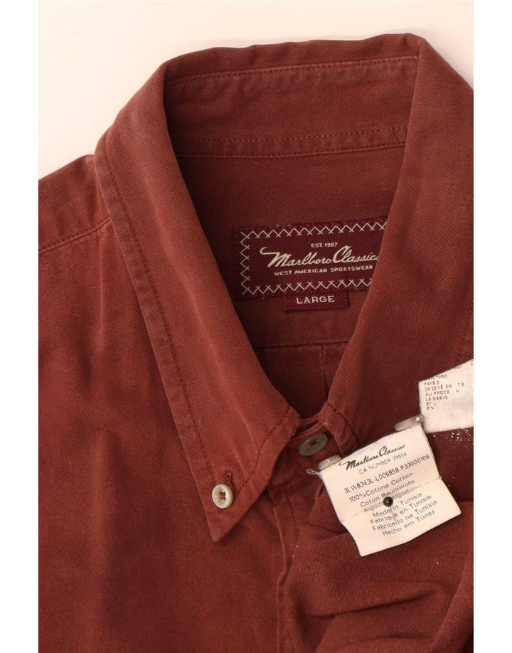 Camisa Marlboro Classics Hombre Grande Marrón Algodón