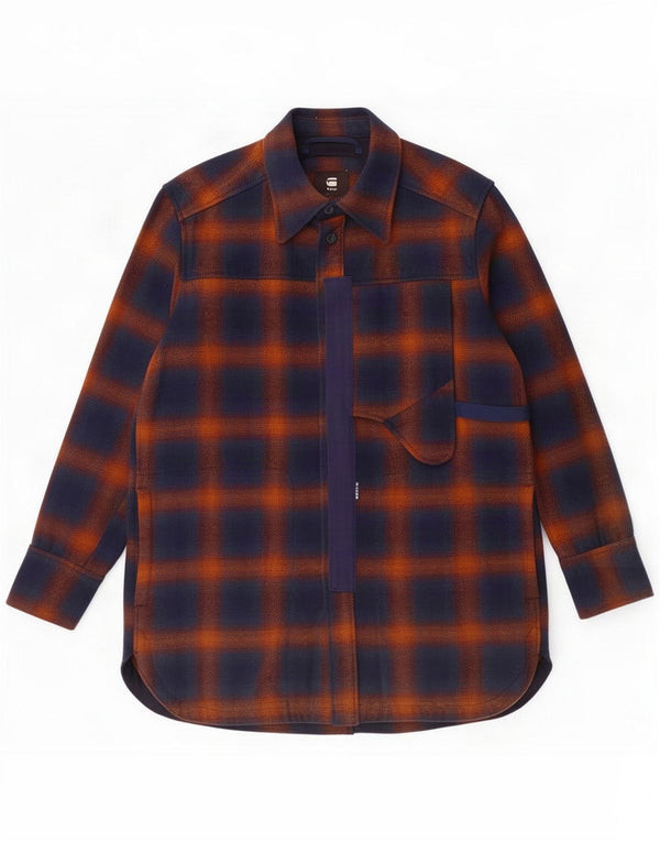 G-Star Hombre Camisa alta de franela con cuadros en azul marino mediano