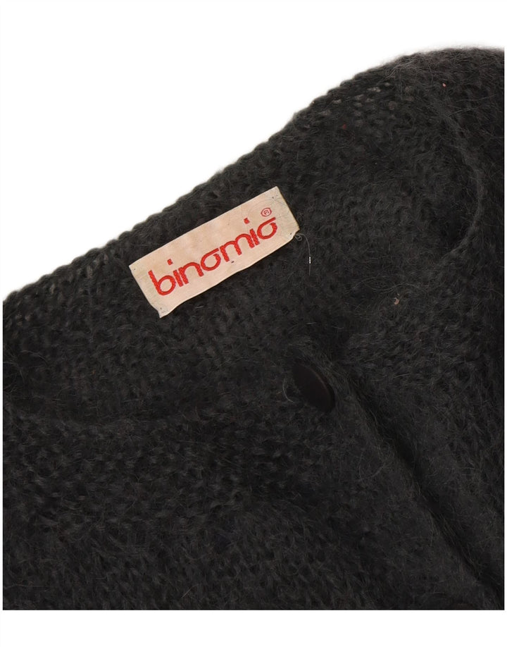 Vintage mujer gráfico cardigan suéter Reino Unido 18 XL gris patchwork
