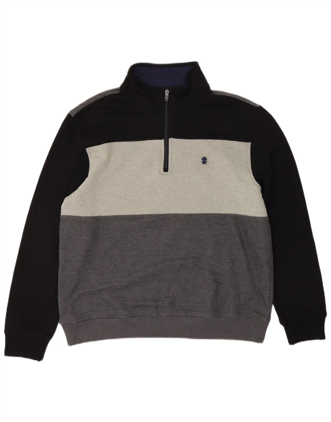 IZOD - Sudadera con cuello y cremallera para hombre, color gris medio, poliéster
