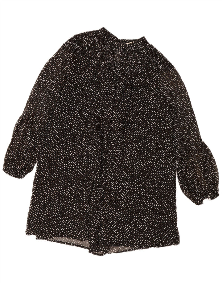 Zara Mujer Vestido Escalonado UK 44 Mediano Negro Manchado