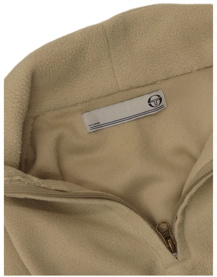 Vintage mujer zip cuello polar jumper medio verde