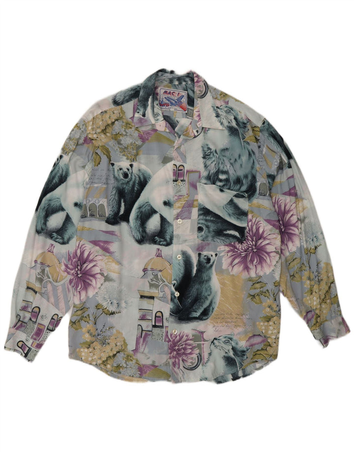 Camisa vintage para hombre mediana Patchwork multicolor