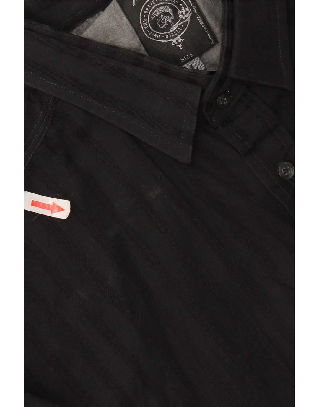 Camisa Diesel Hombre Grande Algodón A Rayas Negras
