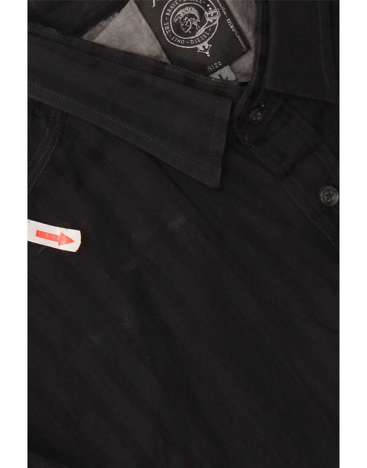 Camisa Diesel Hombre Grande Algodón A Rayas Negras