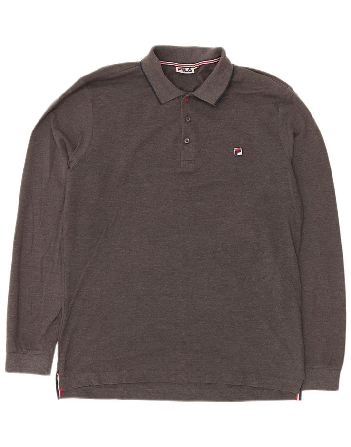 Fila Polo De Manga Larga Para Hombre 2XL Algodón Gris