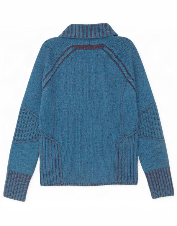 Marlboro Classics Suéter tipo cárdigan con cremallera completa para mujer UK 40 XL Lana de cordero azul