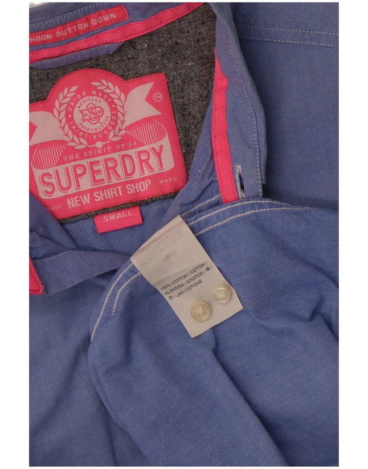 Camisa Superdry Hombre Small Azul Algodón