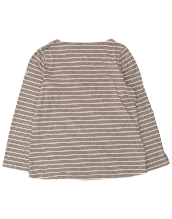 Joules Top Mujer Manga Larga UK 44 Grande Gris Rayas Algodón