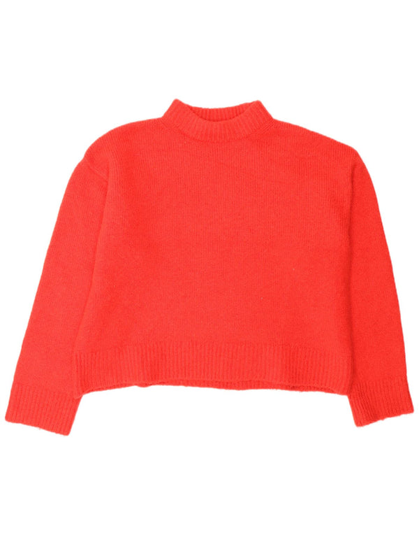 Zara Mujer Crop Oversize Cuello Alto Jersey Jersey UK 10 Small Naranja