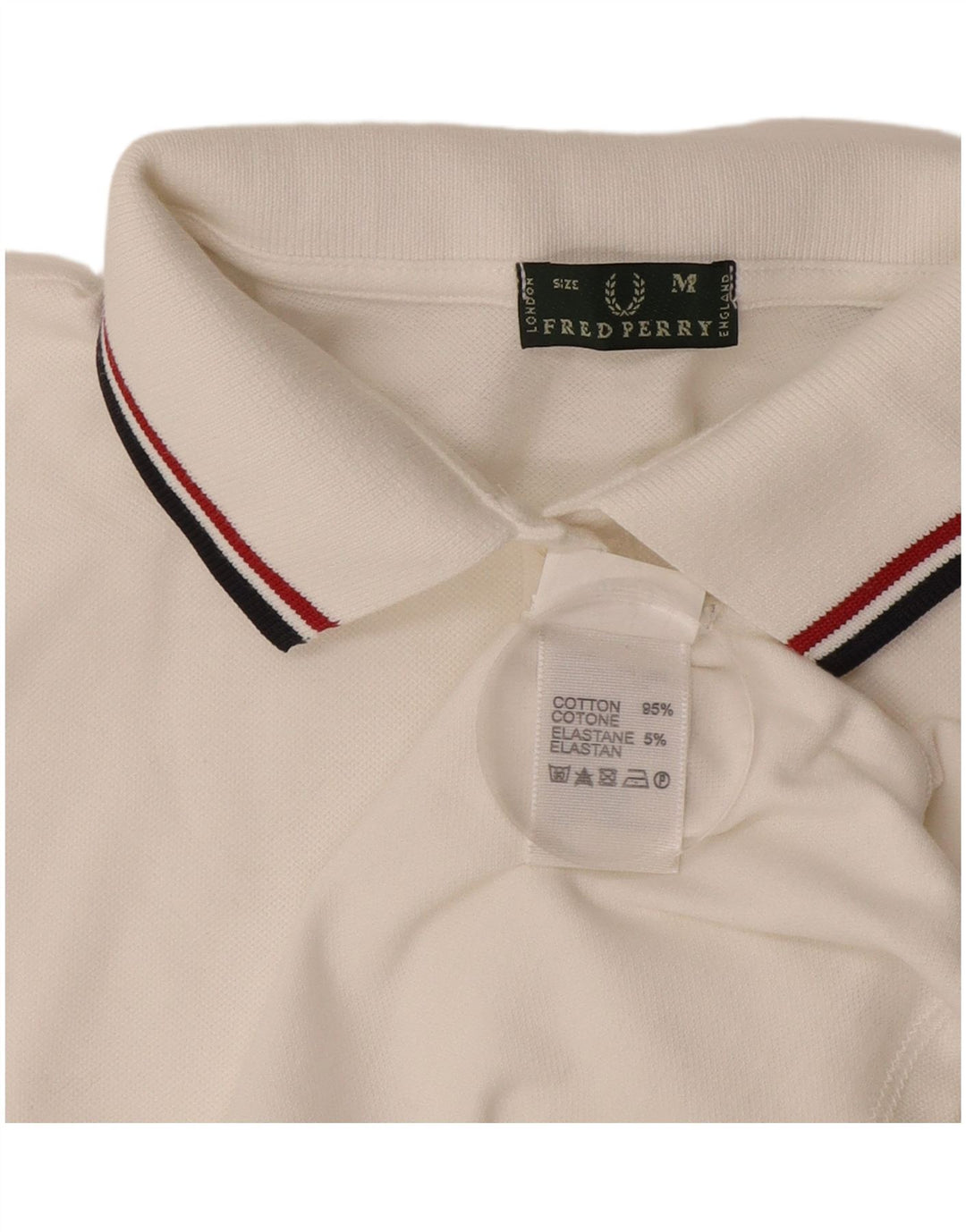 Fred Perry Polo para mujer UK 44 Algodón blanco mediano