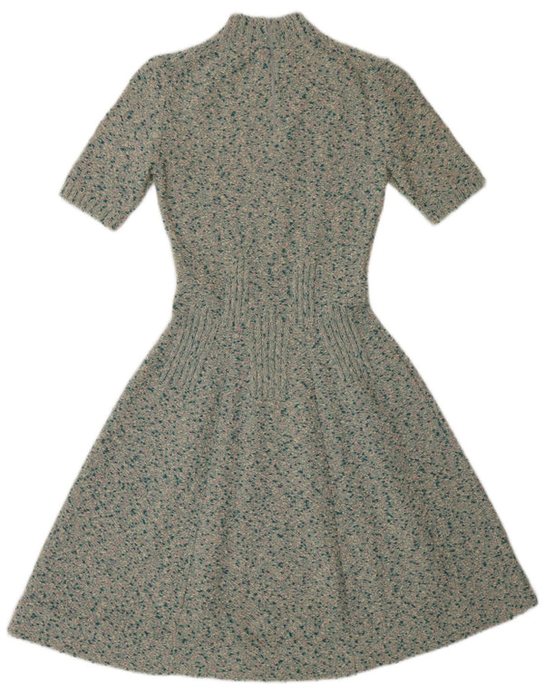 Vintage mujer jumper vestido Reino Unido 8 pequeño verde moteado