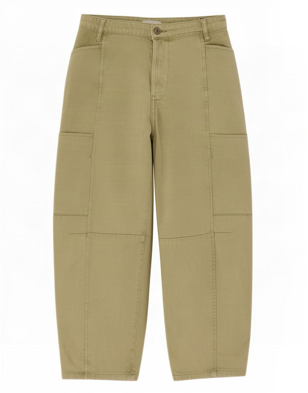 Zara Pantalón Capri Cargo Holgado para Mujer EU 38 Small W28 L22 Beige