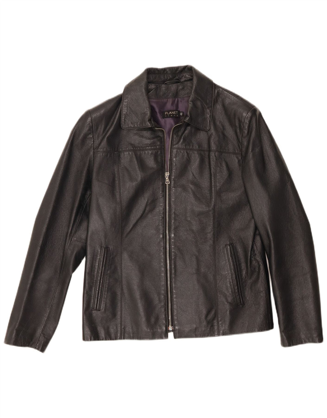 Planet Chaqueta de cuero para hombre IT 46 Small Cuero negro