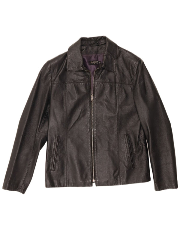 Planet Chaqueta de cuero para hombre IT 46 Small Cuero negro
