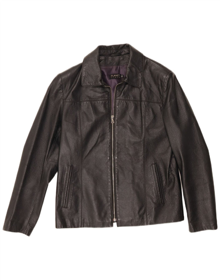 Planet Chaqueta de cuero para hombre IT 46 Small Cuero negro