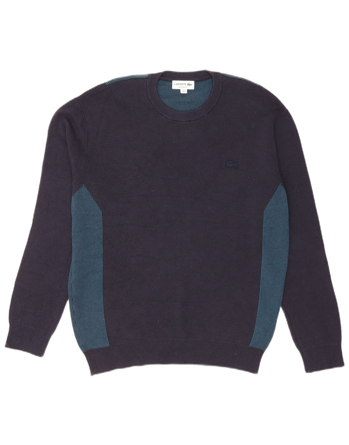 Lacoste Jersey de cuello redondo para hombre talla 4 mediano azul marino bloque de color